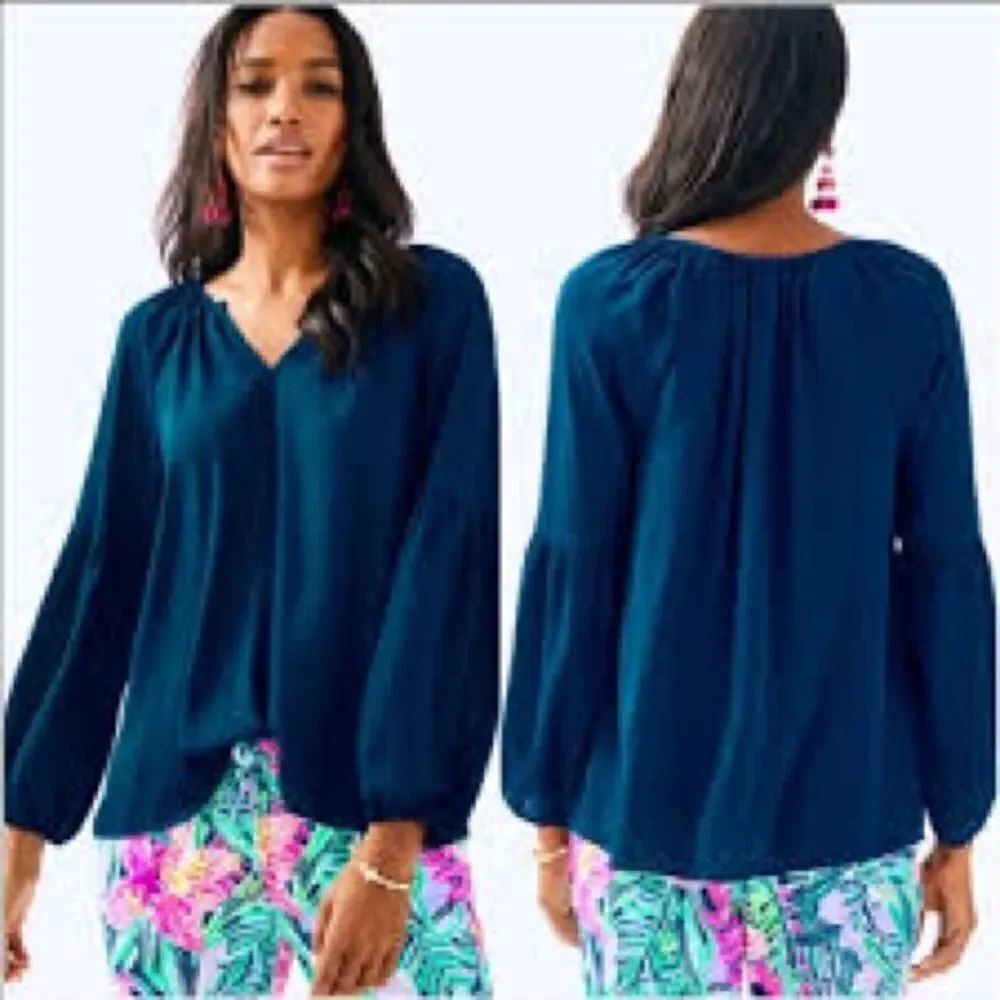 Lilly Pulitzer Charleigh Top in Inky Navy, NWT